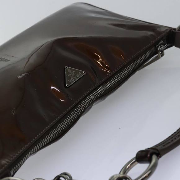 PRADA Shoulder Bag Patent leather Brown Auth 78409 - Picture 6 of 16